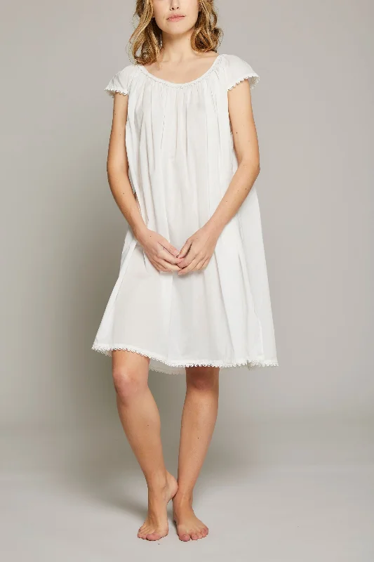 Weekend Deals That Sparkle Cotton Nightgown with Flower Trim - White