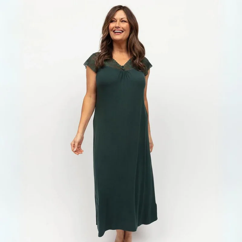Big Savings CyberJammies Anne Jersey Cap Sleeve Long Nightdress Emerald