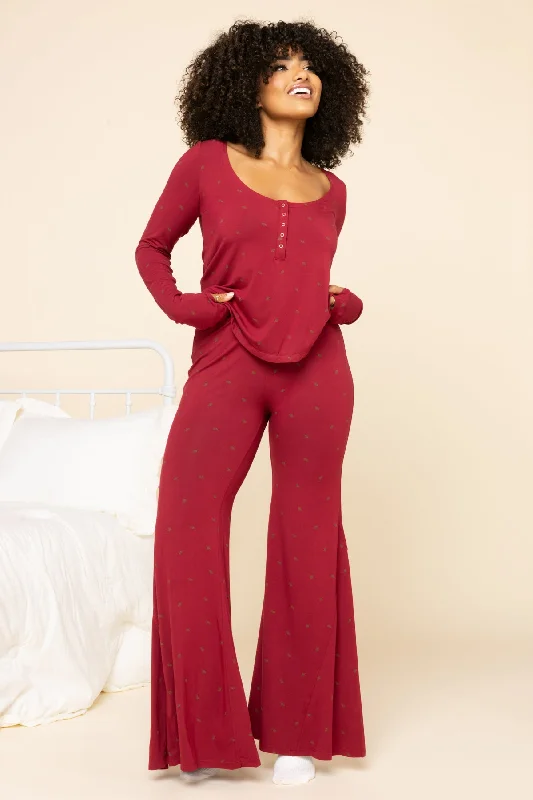 Great Deal Deep Sleep Bell Bottoms - Cranberry