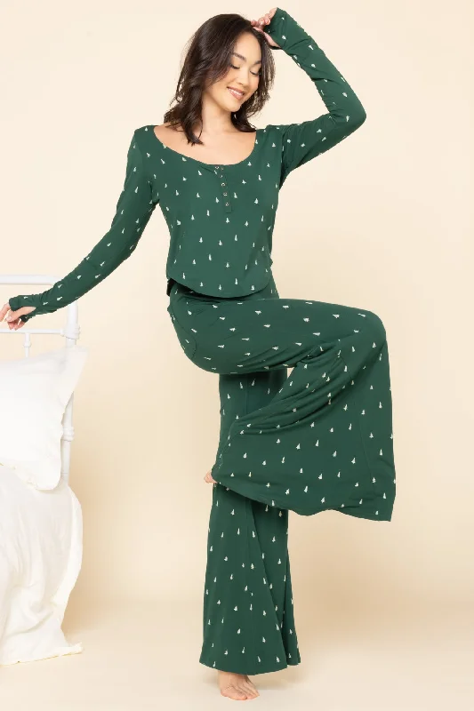 Take Advantage Deep Sleep Bell Bottoms - Holiday Pine