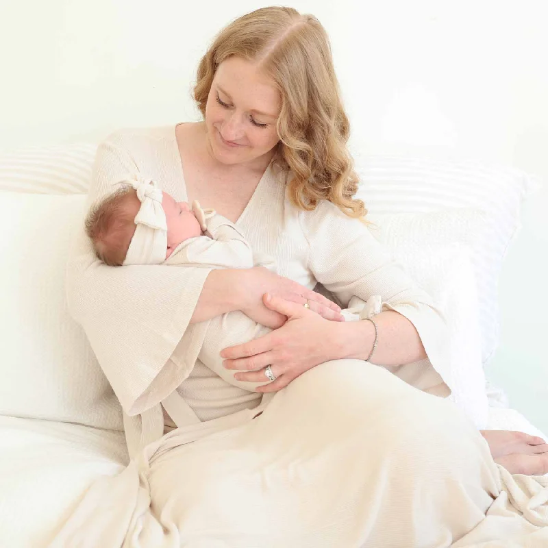 Weekend Specials to Celebrate Eggshell Waffle Bamboo Knit Maternity Robe