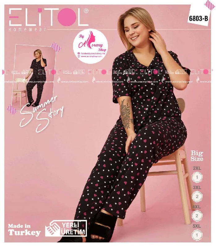 Weekend Specials to Cherish Special Size Long Pajamas with Buttons 6803-1-B
