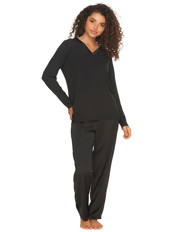 Can't Beat Elysees Long Sleeve Knot Top with Satin Tapered Pant Set