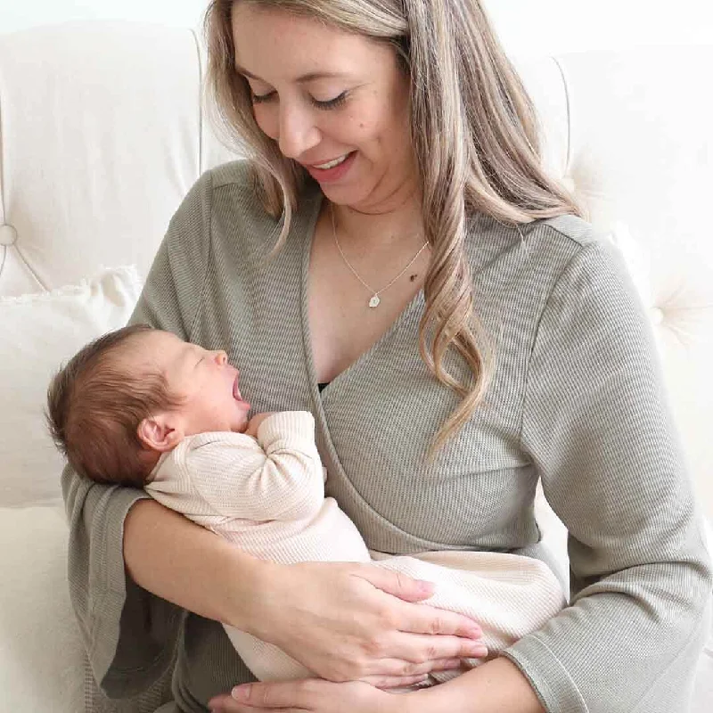 Final Offer Eucalyptus Waffle Bamboo Knit Maternity Robe