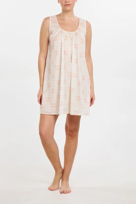 Weekend Deals That Sizzle Fish Print Sleeveless Cotton Nightie