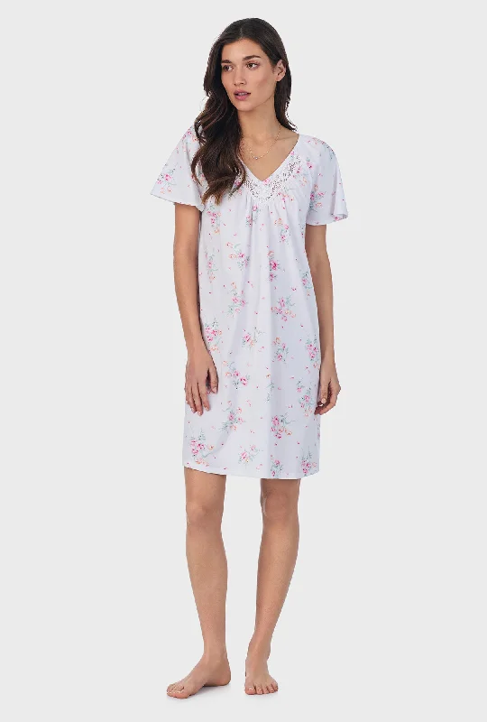 Weekend Discounts to Delight Floral Bouquet Cotton Short Nightgown