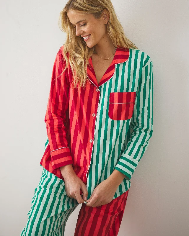 Weekend Specials to Indulge In Holiday Stripes - Long PJ Set - Spearmint & Peppermint Weekend Specials to Indulge In Holiday Stripes - Long PJ Set - Spearmint & Peppermint