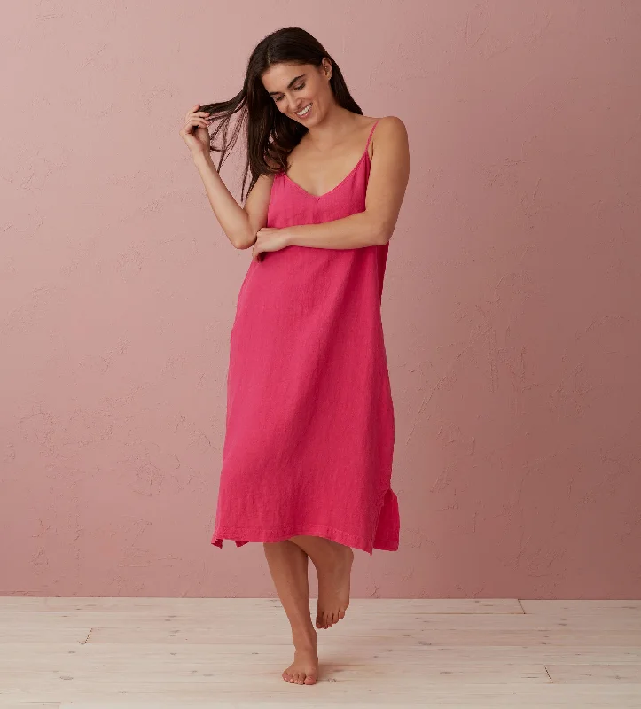 Amazing Value Hot Pink Alice 100% Linen Cami Nightie