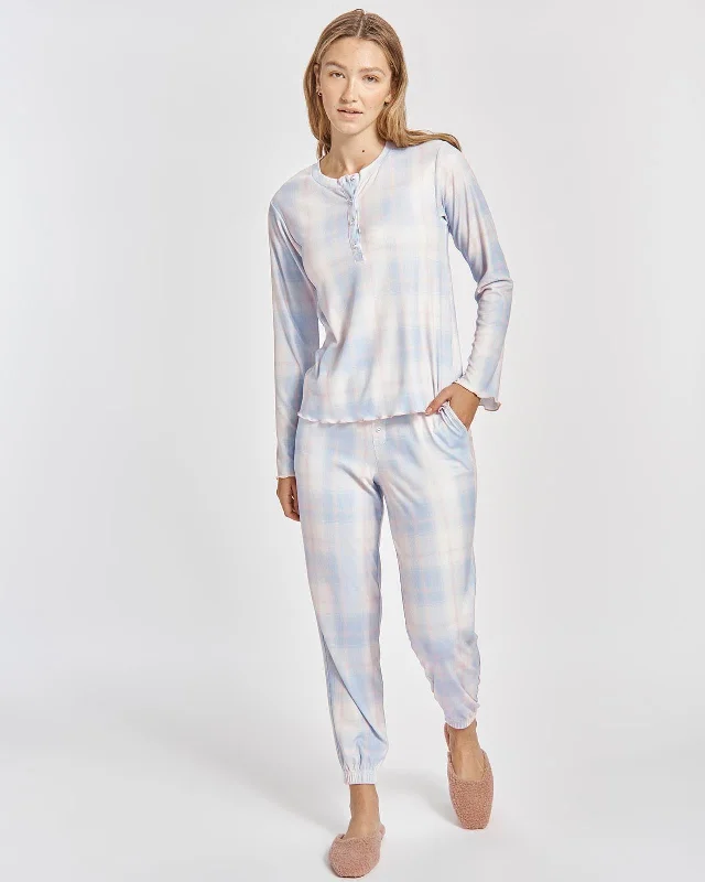 Weekend Specials Just for You Juno Fuzzy Rib Henley PJ Set