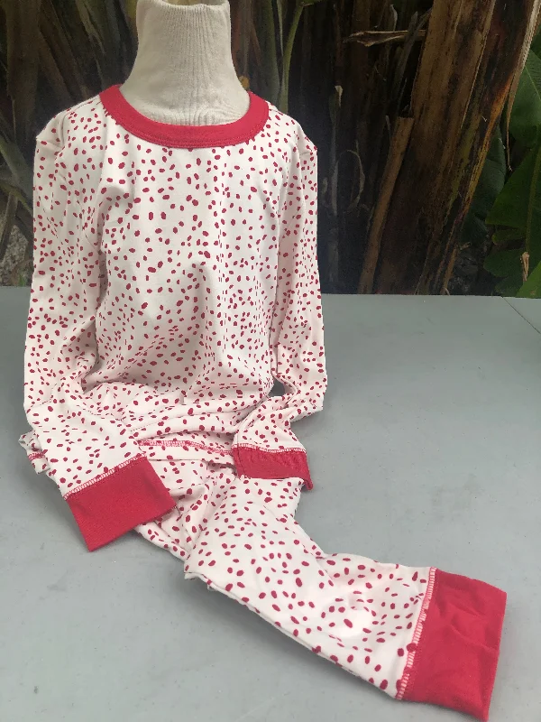Overstock Clearance Kids Long-Sleeve Knit Pajama Set - Red Confetti