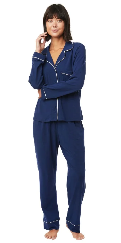 Weekend Deals to Make You Smile Classic Knit Pajama Set - Navy Blue