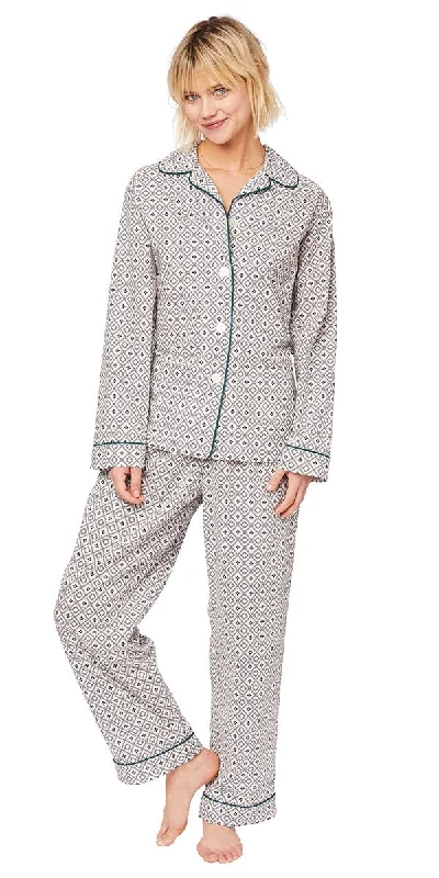 Weekend Deals to Brighten Your Day Long Sleeve Classic Pajama Set - Diamond Black Fine Print Pattern Weekend Deals to Brighten Your Day Long Sleeve Classic Pajama Set - Diamond Black Fine Print Pattern