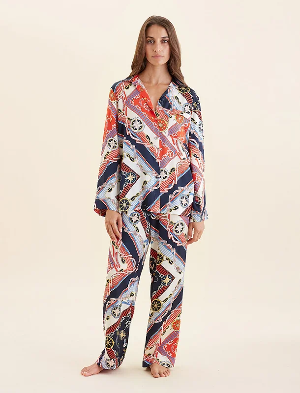 Weekend Discounts to Delight Marine Silk Full Length PJ Set