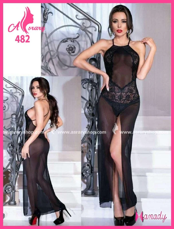 Weekend Savings Bonanza Mesh with Lace Long Lingerie Nightgown 482