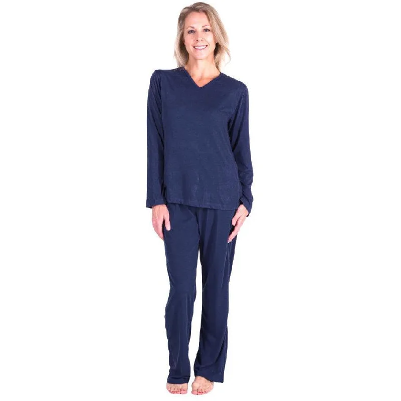 Weekend Shopping Bliss Women's Moisture Wicking Long Sleeve Drawstring Pant Pajama Set