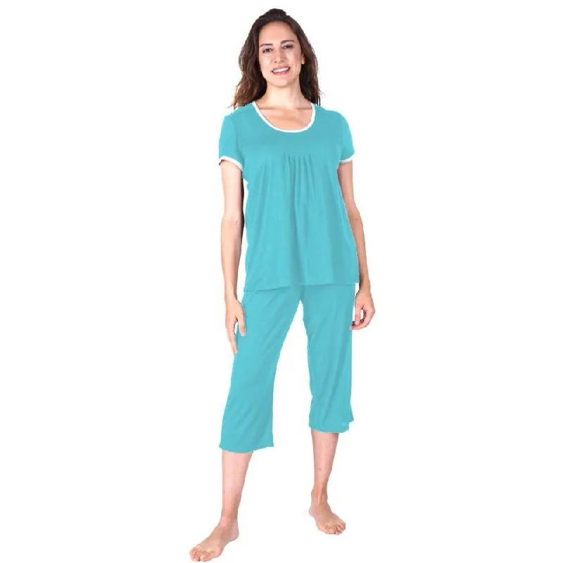 Shop and Save Women's Moisture Wicking Pleated T-Shirt Capri Set