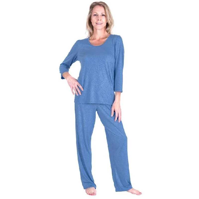 Online Exclusive Women's Moisture Wicking Scoop Neck Pajama Set - 3/4 Sleeves
