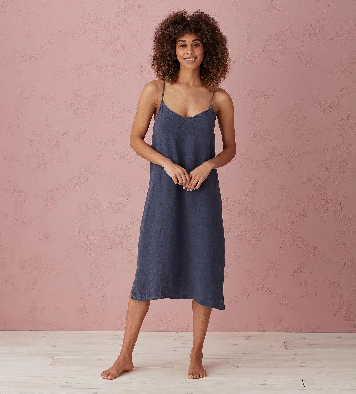 Weekend Deals That Wow Navy Blue Alice 100% Linen Cami Nightie