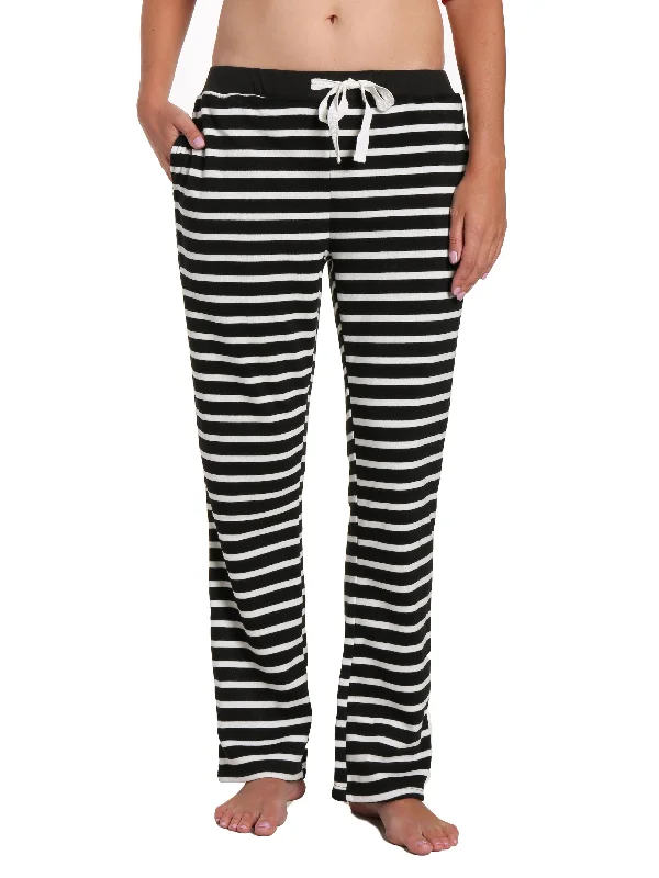 Weekend Savings Bonanza Womens Towel Brushed Sweatpants - Stripes Black White