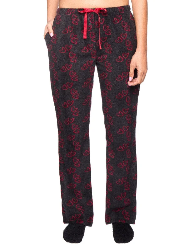 Shop and Save Womens Microfleece Lounge/Sleep Pants - Hearts Black/Red