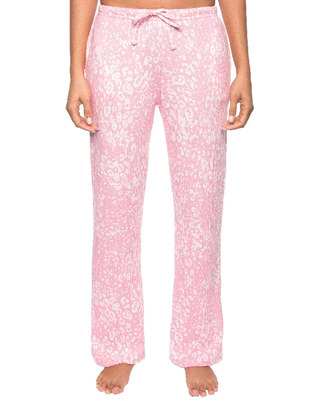 Weekend Discounts to Delight Women's Waffle Knit Thermal Lounge Pants - Leopard Pink/Grey