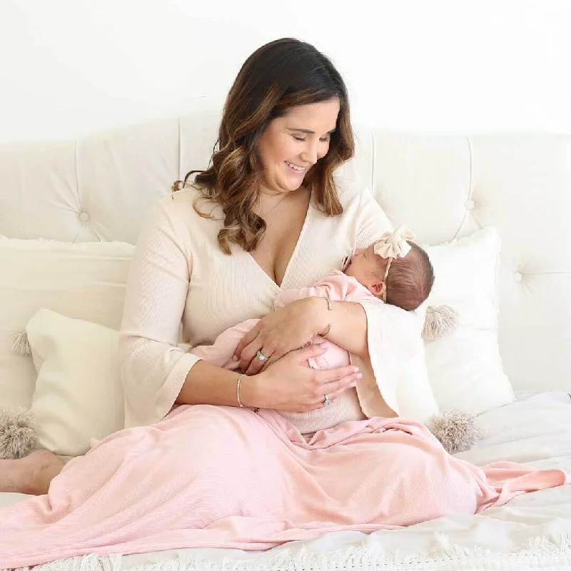 Huge Savings Oatmeal Waffle Bamboo Knit Maternity Robe