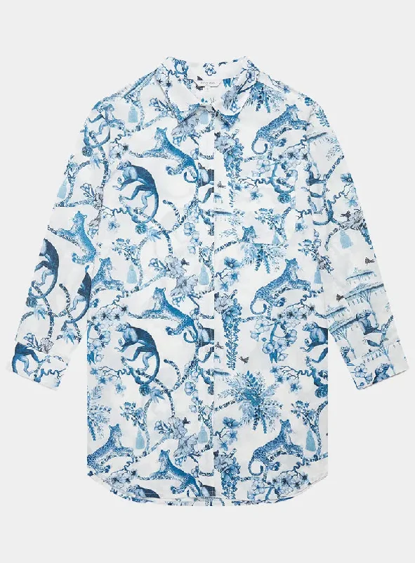 Price Slash Chinoiserie Whimsy Women's Organic Cotton Nightshirt