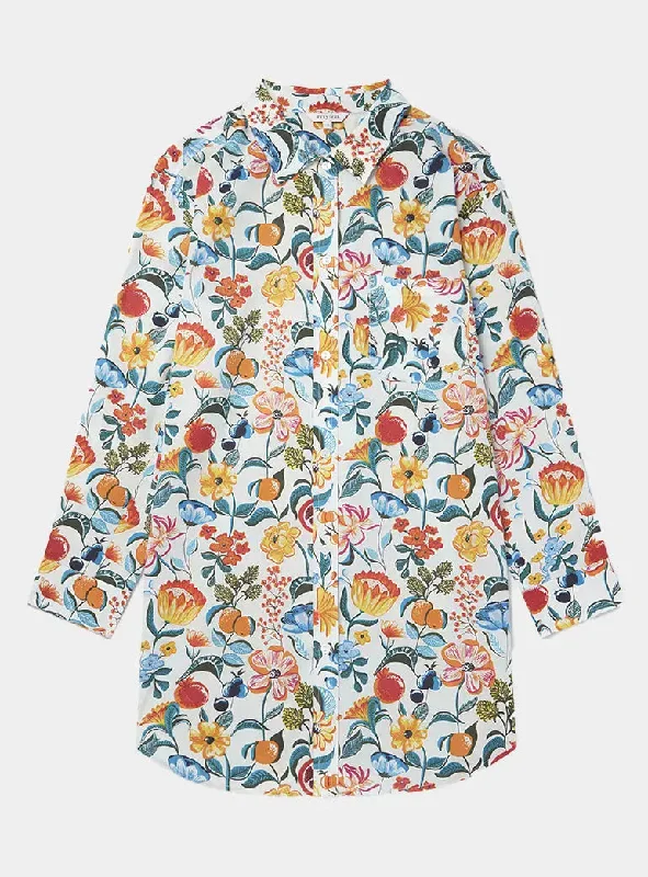 Closeout Deal Florals on White Women's Organic Cotton Nightshirt