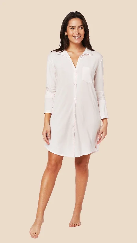 Massive Savings Classic Pima Knit Night Shirt - Pink Moment