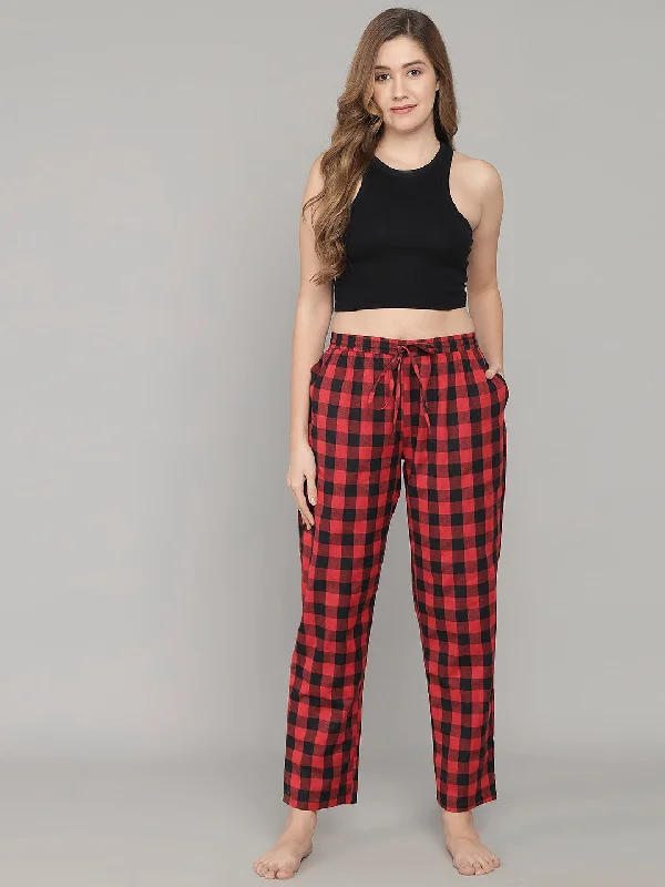 Year-End Deals Comfy Checks Pyjama - Red & Black