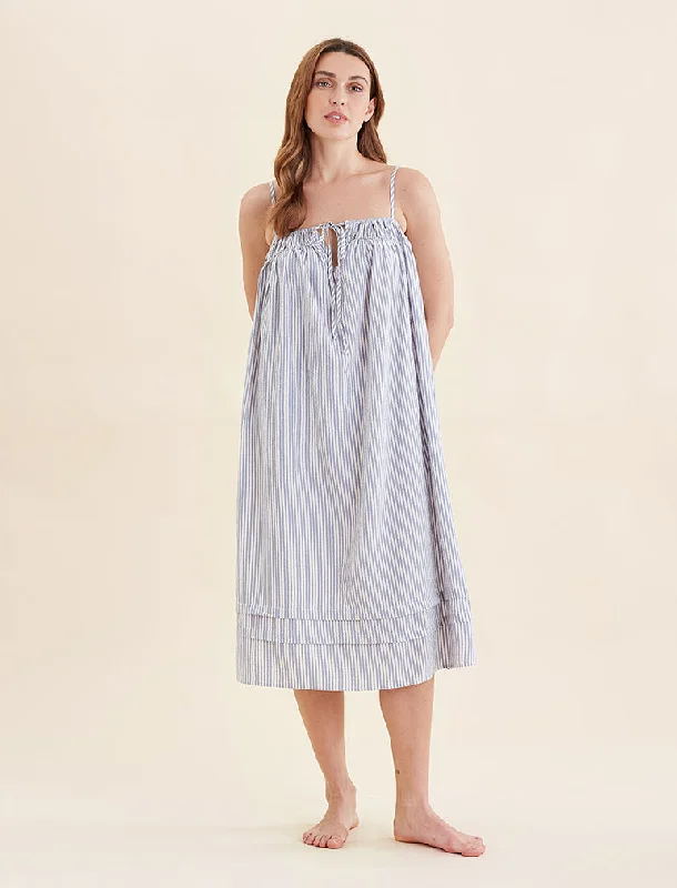 Weekend Discounts to Enjoy Sabine Seersucker Stripe Maxi Nightgown