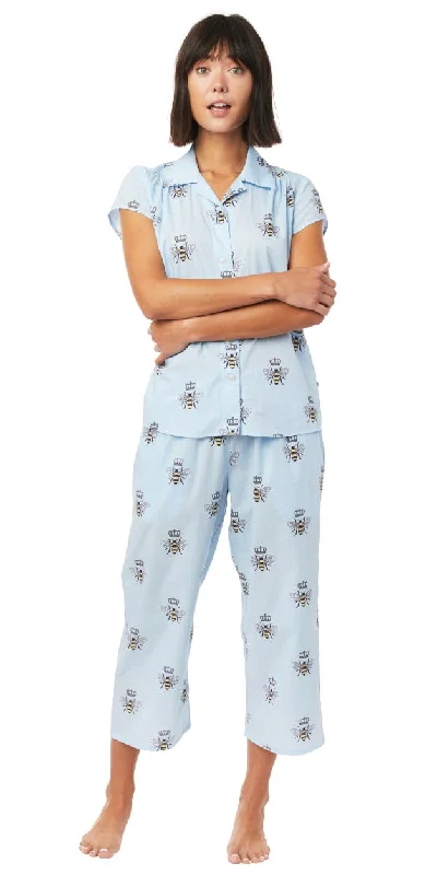 Special Discount Capri Knit Pajama Set - Queen Bee in Pink or Blue