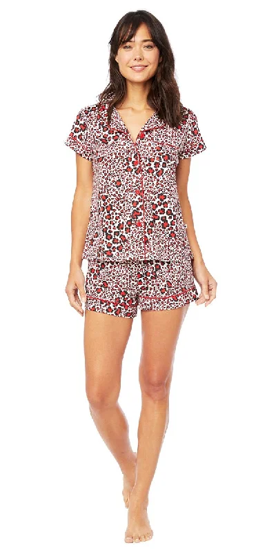 Year-End Clearance Pajama Short Set - Red Leopard