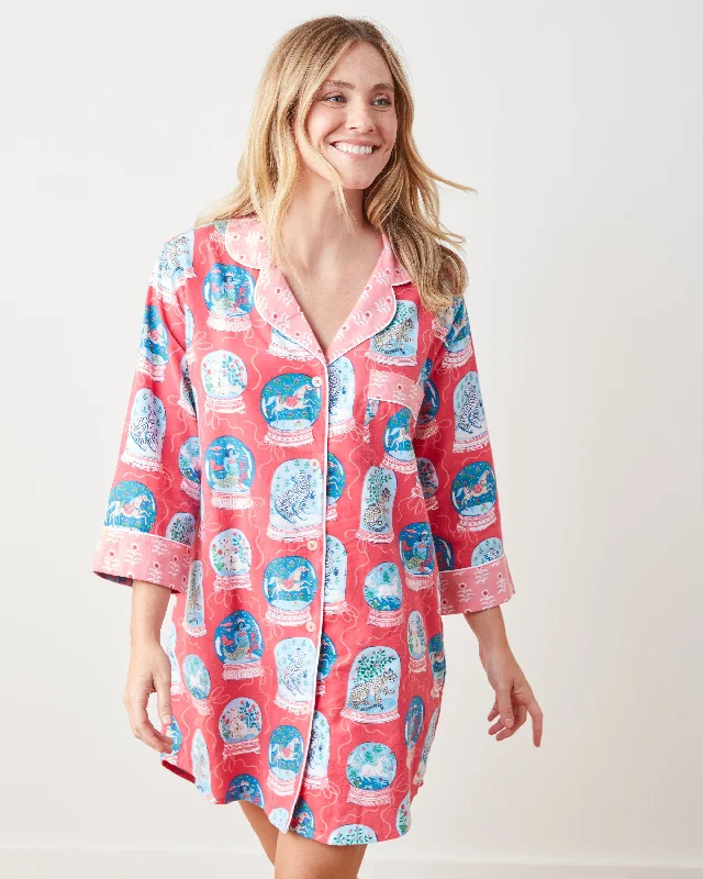 Special Offer Snow Globe Magic - Flannel Sleep Shirt - Red Ribbon