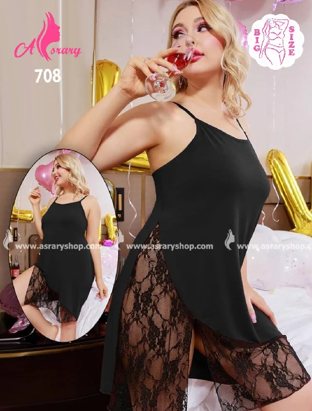 Weekend Discounts to Grab Special Size  Lingerie Short Nightgown 708