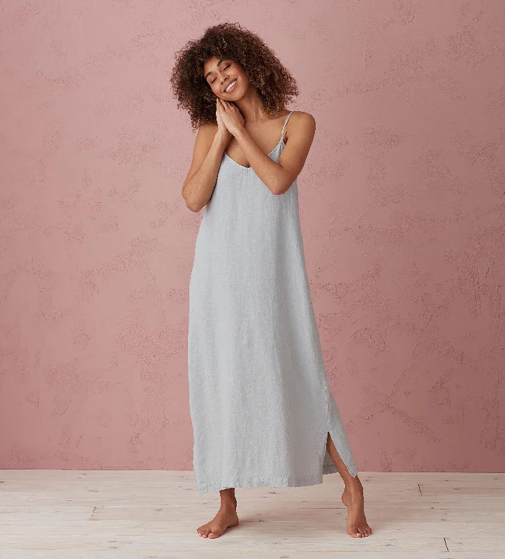 Hot Buy Stone Grey Willa 100% Linen Long Cami Nightie