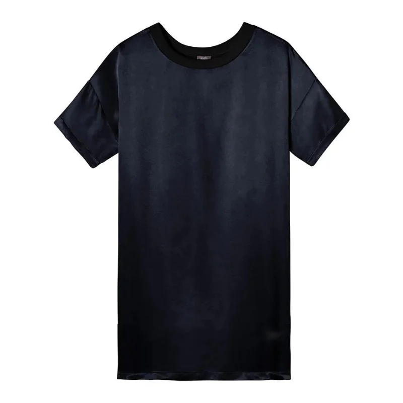 Discount Mania Stoney Crew Neck Satin Dress Navy
