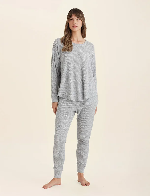 Weekend Specials to Love Super Soft Waffle Relaxed Top and Exposed Elastic Jogger Set