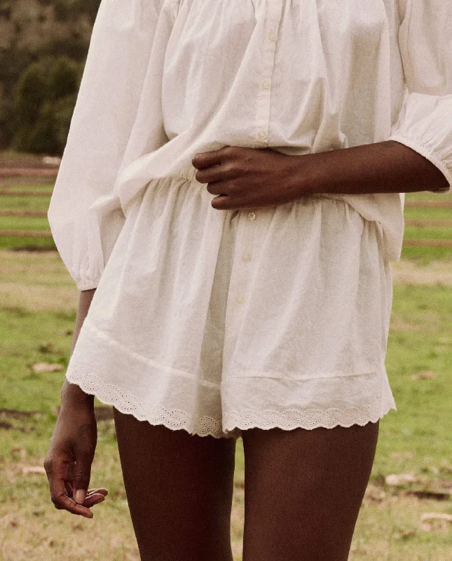 Weekend Steals Await The Eyelet Tap Short. -- True White