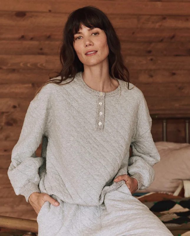 Weekend Discounts to Delight The Quilted Henley Sleep Sweatshirt. -- Heather Grey