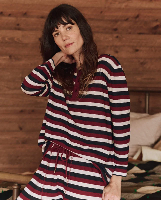 Weekend Deals That Sparkle The Sleep Henley. -- Bordeaux Stripe