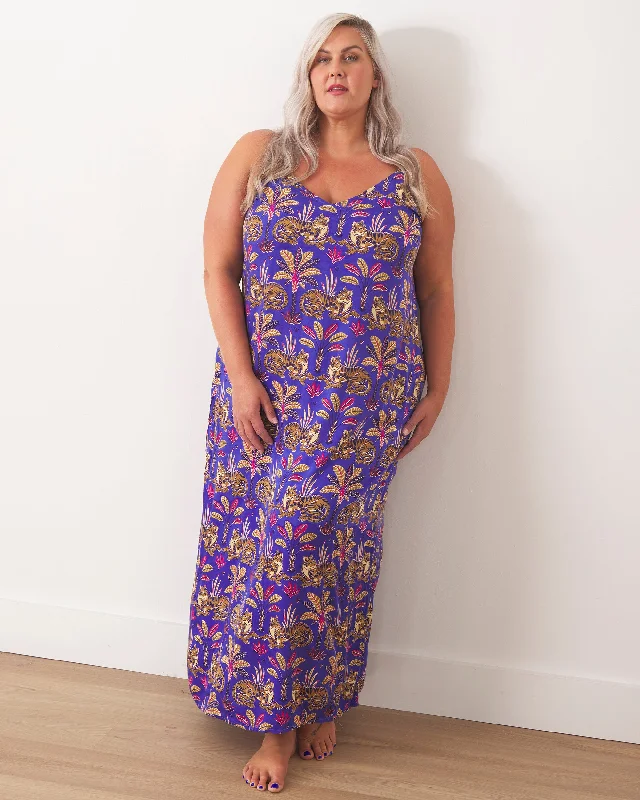 Weekend Bargains to Relish Untamed Tiger - Satin Chic to Sleep Nightie - Grape Soda