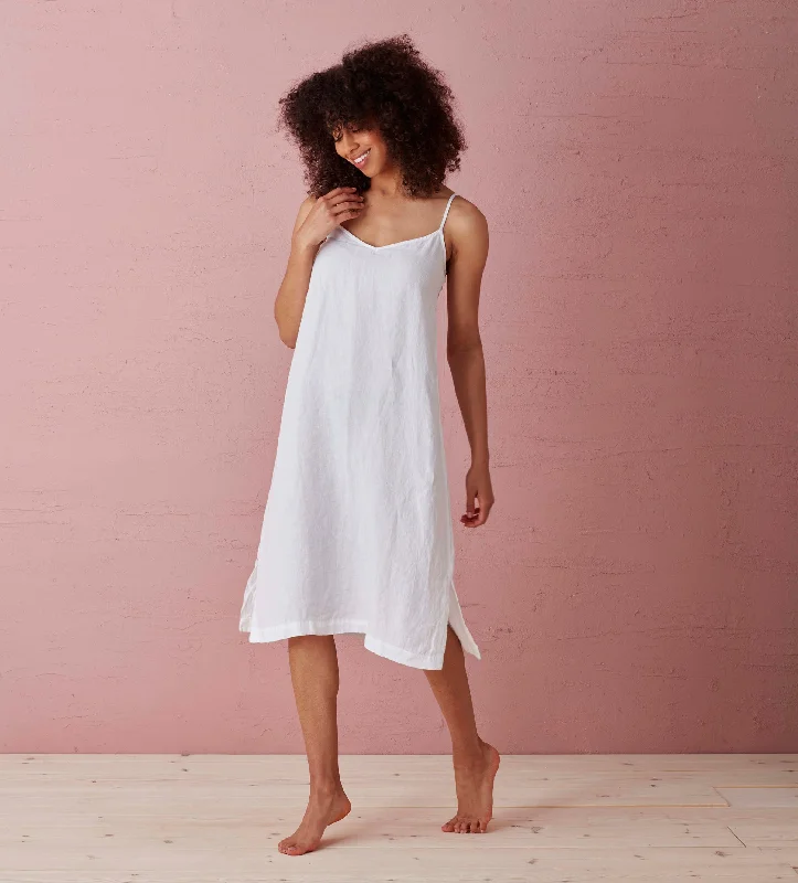 Online Exclusive White Alice 100% Linen Cami Nightie