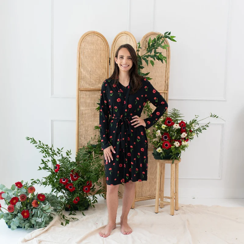 Weekend Deals You Can't Resist Women’s Lounge Robe in Midnight Poppies