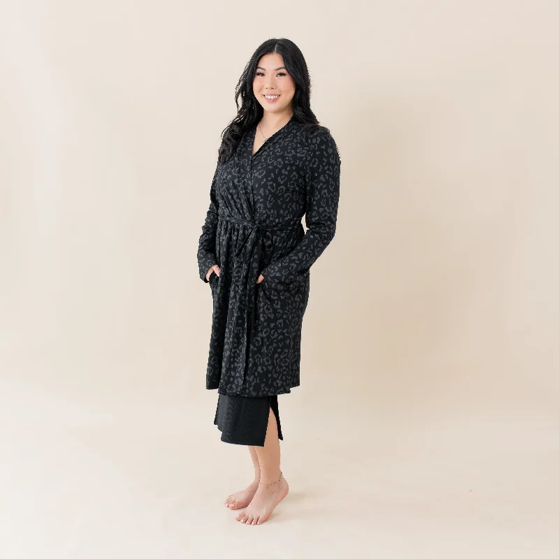 Weekend Discounts to Delight Women's Lounge Robe in Midnight Leopard