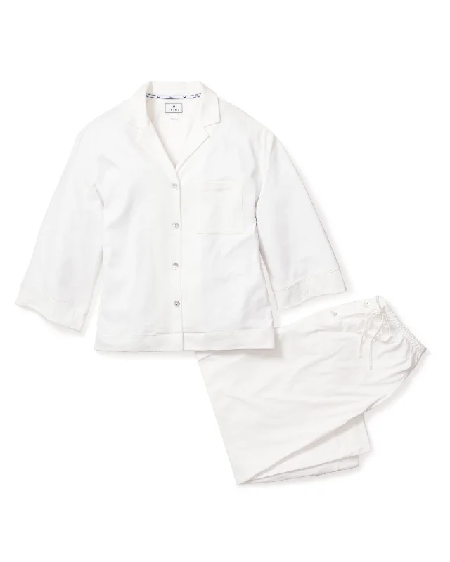 Markdown Sale The Olivia Wide Leg Pima Pajama Set in White