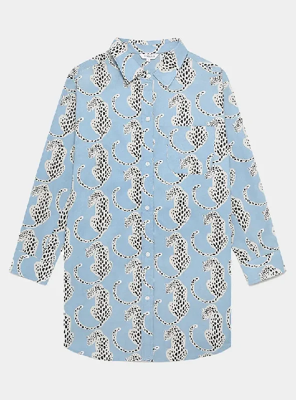 Midnight Madness Blue Leopards Women's Organic Cotton Nightshirt