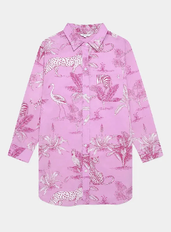 Deep Savings Pink Botanical Jungle Women's Organic Cotton Nightshirt