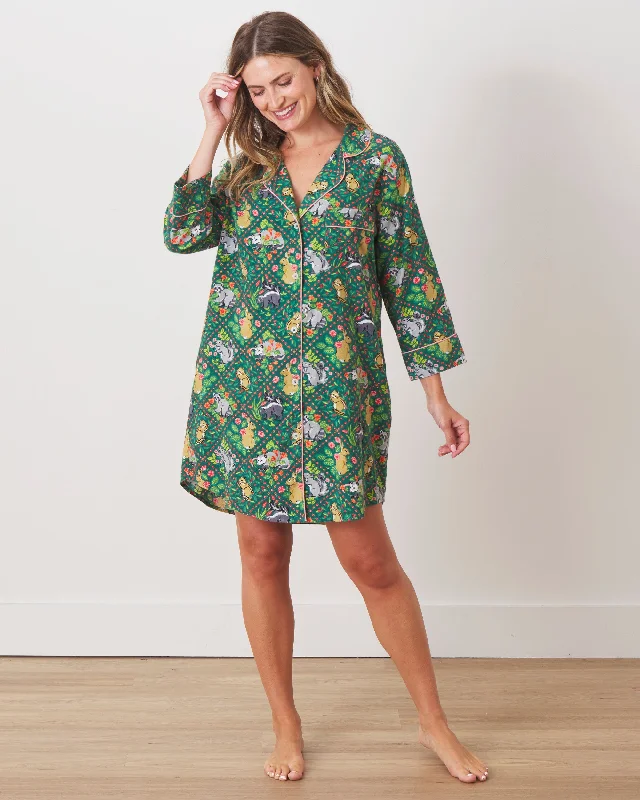 Weekend Bargains to Grab Woodland Critters - Flannel Sleep Shirt - Fern
