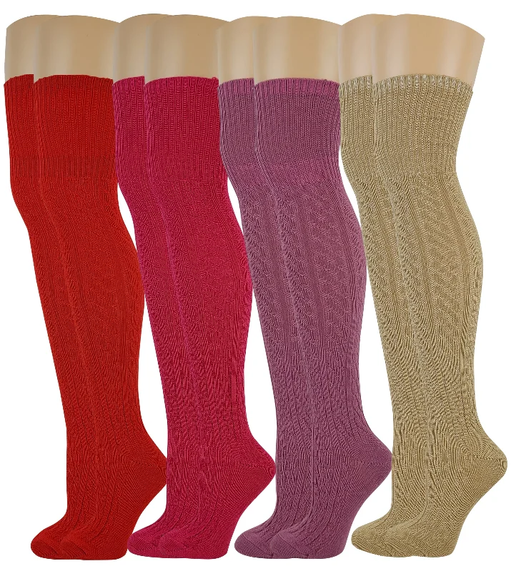 Lowest Price Over the Knee Socks | Knit Assorted Color (4 Pairs)
